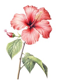 Hibiscus branch hibiscus illustration botanical.