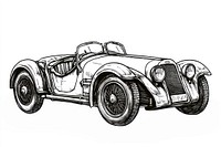 Vintage car transportation automobile drawing.