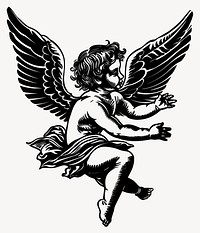 Vintage woodcut engraving style vector illustration angel vintage white vector