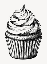 Cupcake dessert black white vector