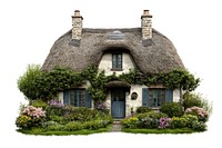 English cottage architecture thatched flower.