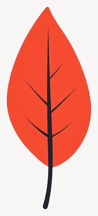 Red reniform leaf illustration simple minimalist vector