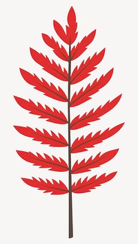 Red long fern leaf illustration plant botanical vector