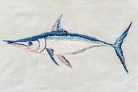 Swordfish embroidery style decorative needlework stitching.