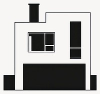 Modern townhouse illustration black white vector