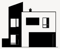 Modern townhouse illustration black white vector