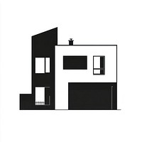 Modern townhouse illustration black white.