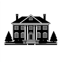 American mansion architecture illustration black.