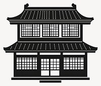 Asian shop house architecture silhouette building vector