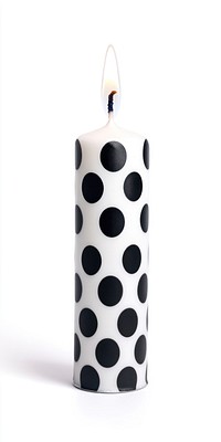 Black and white poka dot party candle pattern decorative elegant.