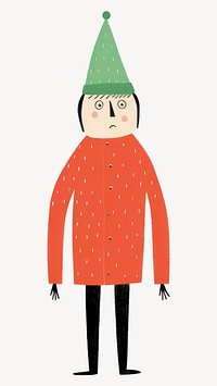 Person in christmas costume standing whimsical simple coat vector