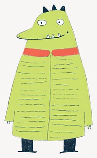 Person in crocodile costume standing cartoon whimsical quirky vector