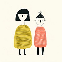 Person standing with a friend art illustrated whimsical.