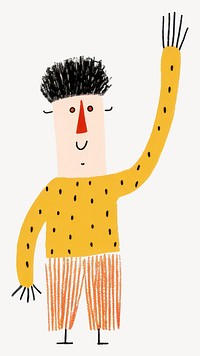 Person waving drawing cartoon quirky vector