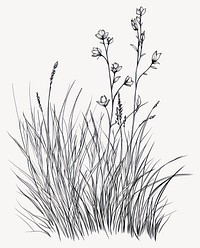 Meadow line with grass drawing sketch black vector