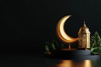 Moon background lantern gold.