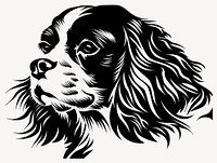 Collection portrait Cavalier King Charles Spaniel dog art illustration spaniel vector