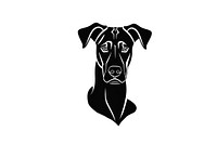 Collection portrait Dobermann dog silhouette animal illustration.