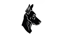 Collection portrait Dobermann dog silhouette animal canine.