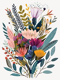 Individual bouquet floral flower illustration colorful vector