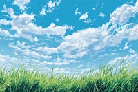 Lush green meadow in spring sky outdoors nature.