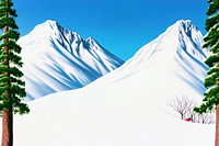 Snowy mountain borders landscape scenery nature.