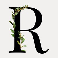 Floral letter R digital art illustration isolated on white, vector. Remixed by rawpixel.