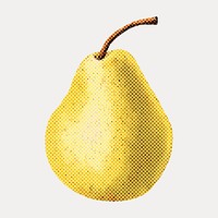 Halftone fresh pear sticker overlay vector. Remixed by rawpixel.