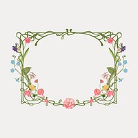 Aesthetic flower frame, ornamental art nouveau, isolated vector element. Remixed by rawpixel.