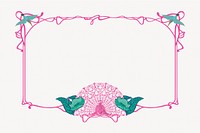 Pink ornate frame, vintage bird design, isolated vector element. Remixed by rawpixel.