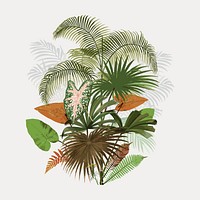 Tropical palm tree, vintage vector element. Remixed by rawpixel.