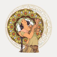 Alphonse Mucha's Salomé, vintage art nouveau illustration, vector element. Remixed by rawpixel.