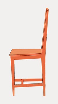 Orange wooden chair, furniture illustration isolated on white, vector. Remixed by rawpixel.