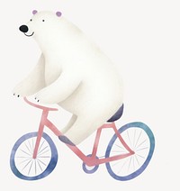 Polar bear riding a bike bicycle vehicle cycling  vector