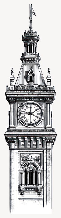 Clock tower architectural architecture drawing vector