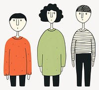 3 people standing cartoon person quirky vector