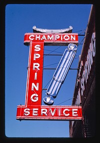 Champion Springs Service sign, Henderson Street, Fort Worth, Texas (1994) photography in high resolution by John Margolies. Original from the Library of Congress. 