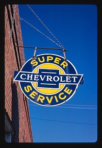 Chevrolet service sign, Smith Center, Kansas (1988) photography in high resolution by John Margolies. Original from the Library of Congress. 