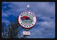 Westland Service gas sign, Drake, North Dakota (1987) photography in high resolution by John Margolies. Original from the Library of Congress. 