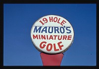Mauro's mini golf sign, Hazel Park, Michigan (1986) photography in high resolution by John Margolies. Original from the Library of Congress. 