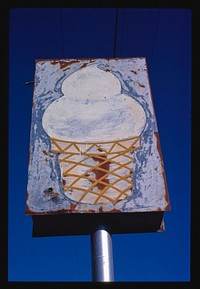 Dairy Ice Cream sign, Verden, Oklahoma (1979) photography in high resolution by John Margolies. Original from the Library of Congress. 