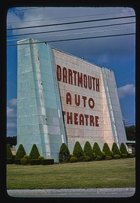Dartmouth Auto Theatre, horizontal view, Route 6, Dartmouth, Massachusetts (1978) photography in high resolution by John Margolies. Original from the Library of Congress. 