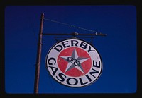 Derby Gas sign, Collyer, Kansas (1980) photography in high resolution by John Margolies. Original from the Library of Congress.