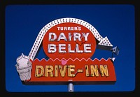 Dairy Belle ice cream sign, Rt. 96B, Columbus, Kansas (1982) photography in high resolution by John Margolies. Original from the Library of Congress. 