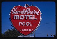 Heart's Desire Motel sign, Route 19A, Dunedin, Florida (1980) photography in high resolution by John Margolies. Original from the Library of Congress. 