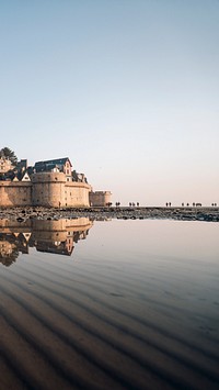 Nature mobile wallpaper background, Le Mont-Saint-Michel in Normandy, France