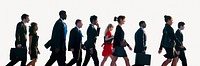 Business commuters rushing, collage element psd