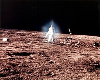 Nuclear electric power arrived on the moon for the first time on November 19, 1969, when the Apollo 12 astronauts -- Charles (Pete) Conrad and Gordon Bean - developed the AEC&#39;s SNAP-27 on the lunar surface to provide power for the six experiments and the transmission data of the ALSEP (Apollo Lunar Surface Experiments Package).