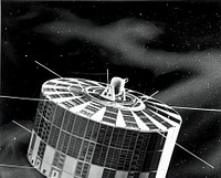 Artist's conception of the US Navy's Transit navigational satellite. Original public domain image from Flickr