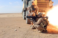 U.S. Marines with Bravo and Charlie companies, 1st Battalion, 9th Marine Regiment conduct a rocket range outside Camp Leatherneck in Helmand province, Afghanistan, Jan. 31, 2014.